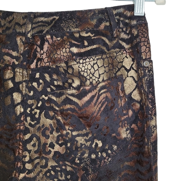 Eric Casual | NWT Women's Black and Gold Metallic Corduroy Leopard Pants - Picture 9 of 11